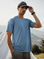 T-shirt à col rond pour homme, 6 couleurs, noir, blanc, gris, marine, ultra-léger, respirant, absorbant la transpiration, séchage rapide