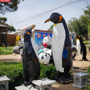 Hotel Dekoration Moderne große Spiegel polierte Edelstahl geometrische Pinguin Skulptur - Product Image 2