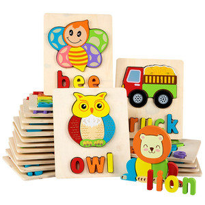 Wooden 3D Puzzle Jigsaw Wooden Montessori Educational Toys For Children Kid's Puzzle Teaching Aids Set Puzzle In