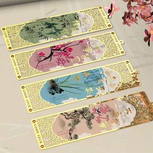 Nieuwe Stijl Metalen Holle Bladwijzer Effen Echte Bloem Gouden Touw Bladwijzer - Product Image 1