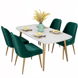 SSYY kare lüks mermer masa yemek odası masa seti yemek odaları ev ev mobilya için 4 sandalyeler altın bacaklar Modern uzatılabilir