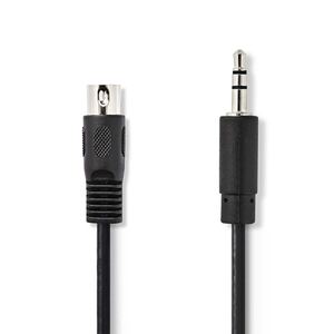 Cable de audio de 5 pines DIN macho a 3.5mm macho, 1.0m, negro - Product Image 1