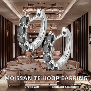 Pendientes de Aro con Moissanita de Corte Brillante, 1.0 Quilates, Certificados por GRA, Regalo de Boda Clásico, Plateados en Platino, Plata de Ley 925, para Hombre - Product Image 2
