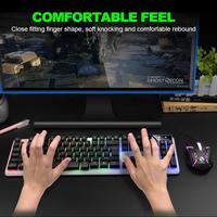Teclado Gamer T350 con Cable USB, Retroiluminación LED Multicolor, Sensación Mecánica, para PC de Escritorio