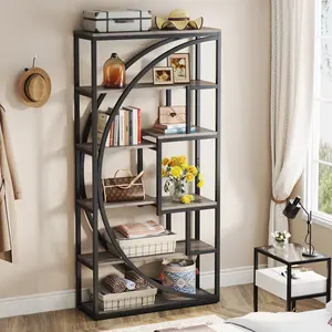 Libreria Industriale a 5 Ripiani, Scaffale Alto 180 cm con 8 Ripiani Aperti, Grigio Vintage - Product Image 3