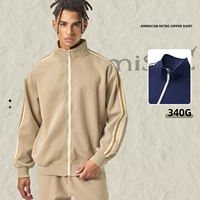 RUICHI Veste zippée rayée brodée personnalisée 340G épaisse pour homme et unisexe, survêtement décontracté sport automne-hiver