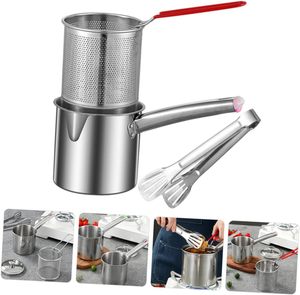 304 Stainless Steel Deep Fryer <b>Pot</b> with Frying Basket Set Pasta Strainer Basket <b>for</b> French Fries Mini Cooking Tempura <b>Pot</b> - Product Image 5