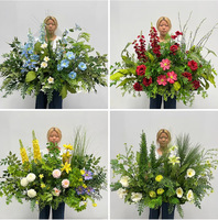 S514 Composition florale artificielle sur sol en soie rose personnalisée avec roses pour décoration de mariage et de fête
