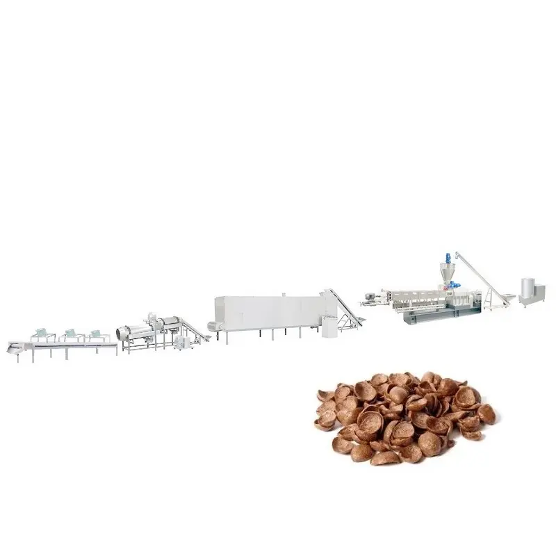 Twin-screw corn cocoa flavored twists chunks and granules extrusion line blender extruder dryer and packer