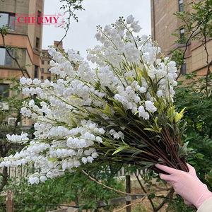 Lillà artificiale DC220 a stelo singolo, <span class=keywords><strong>campanula</strong></span> <span class=keywords><strong>bianca</strong></span> in seta per bouquet da sposa e composizioni floreali - Product Image 1