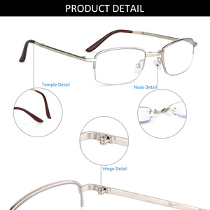Designer <strong>Mini</strong> Square Retractable Temples Anti Blue Light Blocking Metal Mens Folding <strong>Reading</strong> <strong>Glasses</strong> With Case for Man - Product Image 4