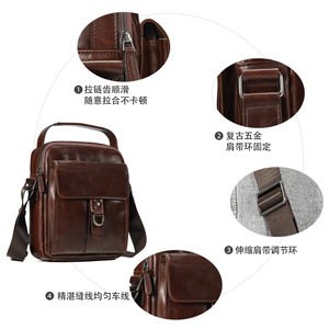 Bolso Cruzado para Hombre Dujiang, de Cuero Genuino, Estilo Vertical, Multifuncional, Casual, para Viajes Diarios - Product Image 4