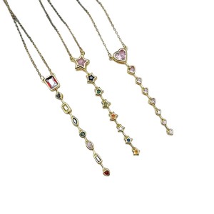 Новое поступление, колье с цирконием под старину, роскошное длинное медное модное квадратное украшение из сахарной кисточки, оптовая продажа - Product Image 5