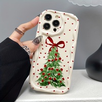 Coque de téléphone antichoc à bords ondulés motif crème pour iPhone 16 15 13 12 17 Pro 18 Pro Max – Cadeau de Noël