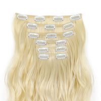 Extensiones de Cabello con Clip para Mujer, Juego de 6 Piezas, Estilo Europeo/Americano 10a, 16 Clips, Cabello Largo Rizado y Ondulado, Disponibilidad Inmediata para Exportación