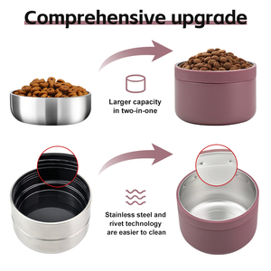 Logo personalizzato eco-friendly regolabile 3 in 1 Pet <span class=keywords><strong>Feeder</strong></span> 32oz portatile ciotola da viaggio in acciaio inox isolato cane bottiglia d'acqua - Product Image 6