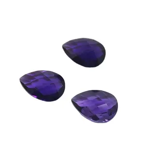 Pear Shape Double Checker Cut Hydrothermal Amethyst Quartz