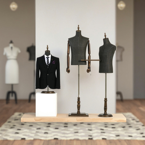 Maniquí de forma de vestido masculino de fábrica, maniquí de busto de medio cuerpo con soporte de pantalón cubierto de tela para traje y exhibición Formal - Product Image 3