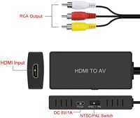 Adaptateur Audio vidéo compatible HDMI vers AV/ RCA, prend en charge PAL/NTSC pour Roku Streaming Stick Fire Stick TV ect