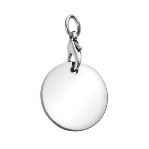 Ciondolo a forma di moneta in argento sterling con moschettone e anello per la creazione di gioielli - Product Image 1