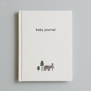 Journal de bébé personnalisable <span class=keywords><strong>tissu</strong></span> de lin quotidien mensuel souvenir livre de mémoire la première année bébé croissance livre jalon cahier - Product Image 2