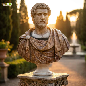 Busto del Emperador Romano Antonino Pío Tallado a Mano en Mármol Natural YouFine, Escultura Masculina de Estilo Italiano Clásico para Decoración del Hogar u Oficina - Product Image 1
