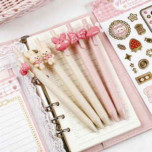 Cadeau promotionnel pour enfants, papeterie <span class=keywords><strong>scolaire</strong></span>, stylo gel mignon de <span class=keywords><strong>dessin</strong></span> animé, <span class=keywords><strong>kawaii</strong></span>, noir, personnalisé, Ningbo, lot de 6 pièces, 0,5 mm, plastique - Product Image 1