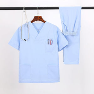 Cuidado DE LA SALUD Stretch Soft Stretch Pocket Scrub Elástico Cordón Antiarrugas Hospital Personal Enfermeras Doctor Scrub uniforme médico - Product Image 2
