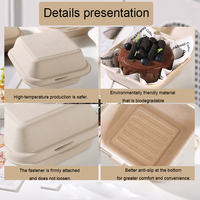 Boîte à hamburger jetable de couleur blanc-brun, boîte à emporter biodégradable pour gâteaux, hamburgers, en-cas, emballage alimentaire