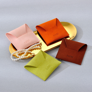 Wholesale New Customization Microfiber Suede Jewelry <b>Envelope</b> Bag 0.6mm Pocket Pouch Custom Logo Necklace Ring Jewelry <b>Gift</b> Bag - Product Image 1