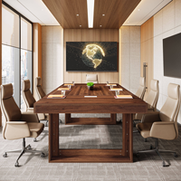 Table de conférence moderne en noyer pour 10 personnes, table rectangulaire en bois pour salle de réunion, grandes tables de conférence de bureau, mobilier