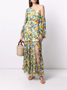 2022 Summer Womens Custom Elegant High Waisted Long Viscose Multi Color Floral <strong>Pleated</strong> Slit <strong>Maxi</strong> <strong>Skirts</strong> - Product Image 6