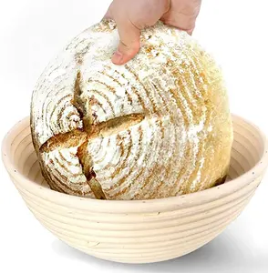 Professional & Home Bake Cake Tools 9 Inch Proofing Basket Rattan Bread Proofing Basket with Liner Cloth