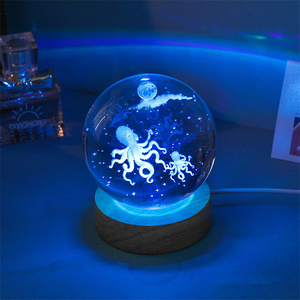 Bola <span class=keywords><strong>de</strong></span> cristal luminosa tallada internamente en 3D, luz nocturna creativa, decoración Led, ballena espacial, Luna, lámpara <span class=keywords><strong>de</strong></span> regalo <span class=keywords><strong>de</strong></span> cumpleaños - Product Image 6