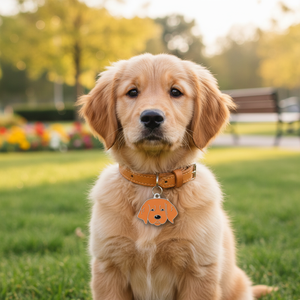 Medaglietta identificativa per cuccioli in smalto marrone per cani - Product Image 3