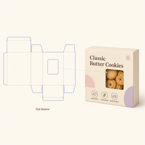 กล่องเบอร์เกอร์กระดาษคราฟท์ขนาดพิเศษ พร้อมช่องใส่คุกกี้ กล่องเบเกอรี่แบบใช้แล้วทิ้ง ป้องกันคราบไขมัน ขนาด 15x9x9 ซม. - Product Image 1