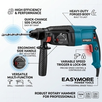 Marteau perforateur rotatif 800W 26mm pour le perçage du bois, le ciselage, 3 fonctions, marche avant/arrière, SDS Plus, perceuse à percussion pour béton et acier