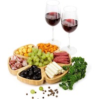 Plateau alimentaire en bambou Plateau en bois Plateau rotatif à 360 degrés pour les fêtes, les fêtes, les dîners en famille