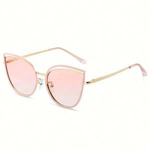 Gafas de Sol Personalizadas de Moda 2022 con Lentes Degradados Extra Grandes, Protección UV400, Montura Grande de Metal, Estilo Ojo de Gato para Mujer - Product Image 5