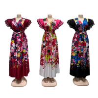 Nouvelle Robe Trapèze Décontractée Rétro à Imprimé Floral, Col en V, Manches Courtes et Taille Haute, Vente en Gros 25762