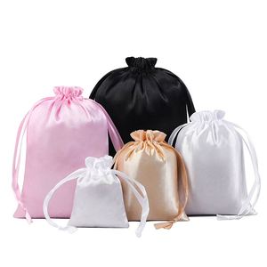 Sac en satin soyeux avec cordon 15x20cm, sac cadeau, accepte la personnalisation, sac d'emballage pour pinceaux de maquillage, lunettes, articles ménagers - Product Image 1