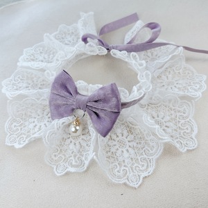 إكسسوارات الحيوانات الأليفة بالجملة: وشاح للكلاب والقطط بتصميم أميرة، مزين بالزهور والدانتيل، من البوليستر، مع ربطة عنق مزخرفة - Product Image 4