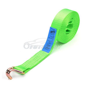Sangle d'arrimage à cliquet de 2 pouces, 4400 LBS, avec double crochet en J, verte, pour fourgons logistiques - Product Image 3
