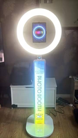 Cabina de Fotos para iPad con Logotipo Personalizado, Cabina de Selfies Portátil con Anillo de Luz RGB para Alquiler en Eventos