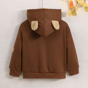 Vêtements pour enfants Automne Hiver Filles Manches longues <span class=keywords><strong>Veste</strong></span> à capuche avec fermeture éclair Mignon ours en peluche Fabrication en gros Personnalisation - Product Image 2