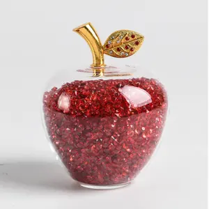 Fashion 50mm different colors diamond inside crystal glass paperweight painted glass apple glass apple paperweight