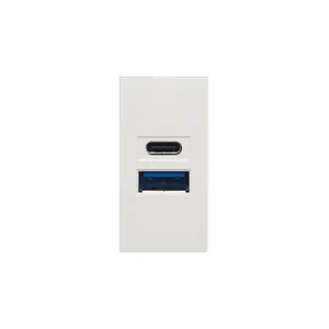 Chargeur double port à charge rapide PD QC 20W 2 prises modulaires USB A USB C