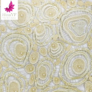 HY1362 gran oferta nuevo africano pesado hecho a mano con cuentas guipur tela de encaje <span class=keywords><strong>lentejuelas</strong></span> perla bordado <span class=keywords><strong>vestido</strong></span> de encaje Aso Ebi - Product Image 5