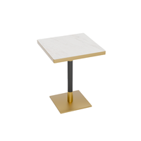 Table à manger rectangulaire moderne en pierre frittée pour hôtel, restaurant, café, avec pieds en acier inoxydable, résistante à l'eau et durable
