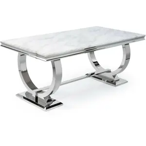 Factory direct stainless steel frame marble top home furniture square dining room dinning table sets dinning table set